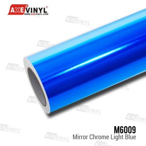 کاور بدنه خودرو آبی روشن آینه‌ای کروم آکس وینیل M6009
